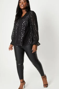 Curve Heart Chiffon Long Sleeve Blouse
