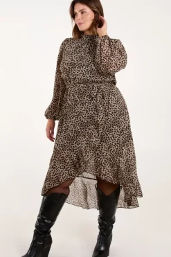 Curve High Neck Wrap Midi Dress