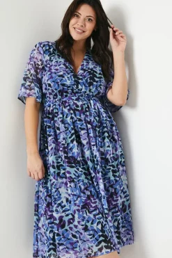 Curve Kimono Sleeve Hi Lo Wrap Dress