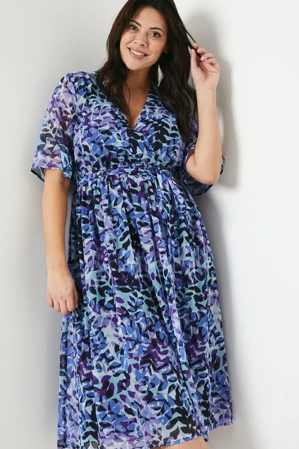 Curve Kimono Sleeve Hi Lo Wrap Dress