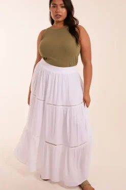 Curve Ladder Trim Midi Skirt