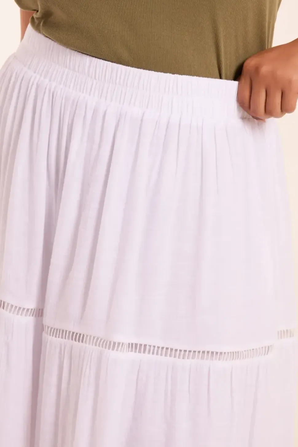 Curve Ladder Trim Midi Skirt