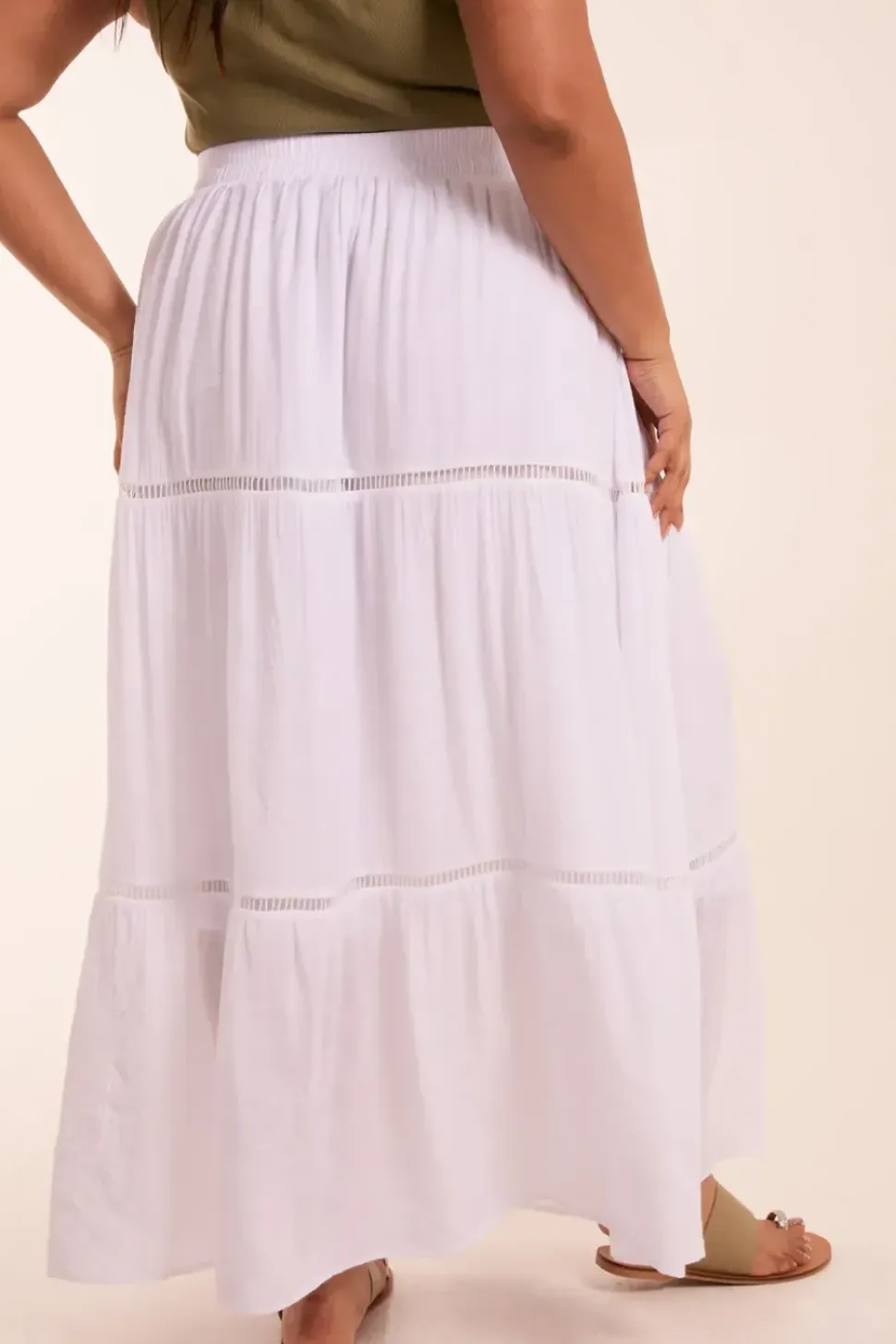 Curve Ladder Trim Midi Skirt
