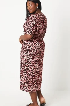Curve Leopard Ruffle Midi Dress