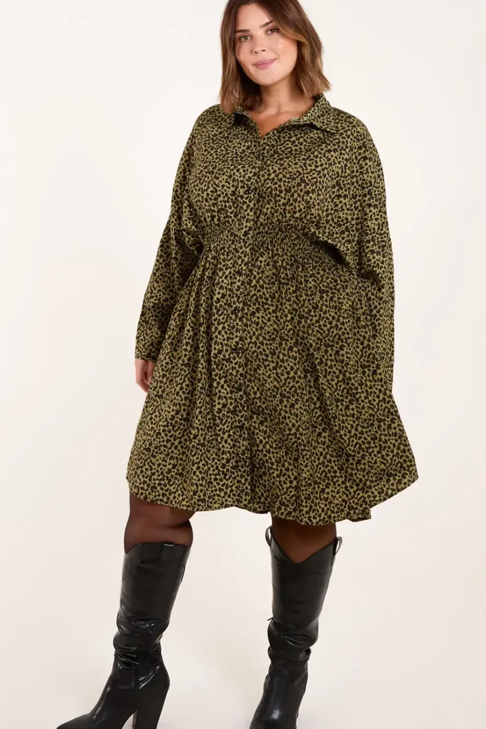 Curve Leopard Shirt Dress
