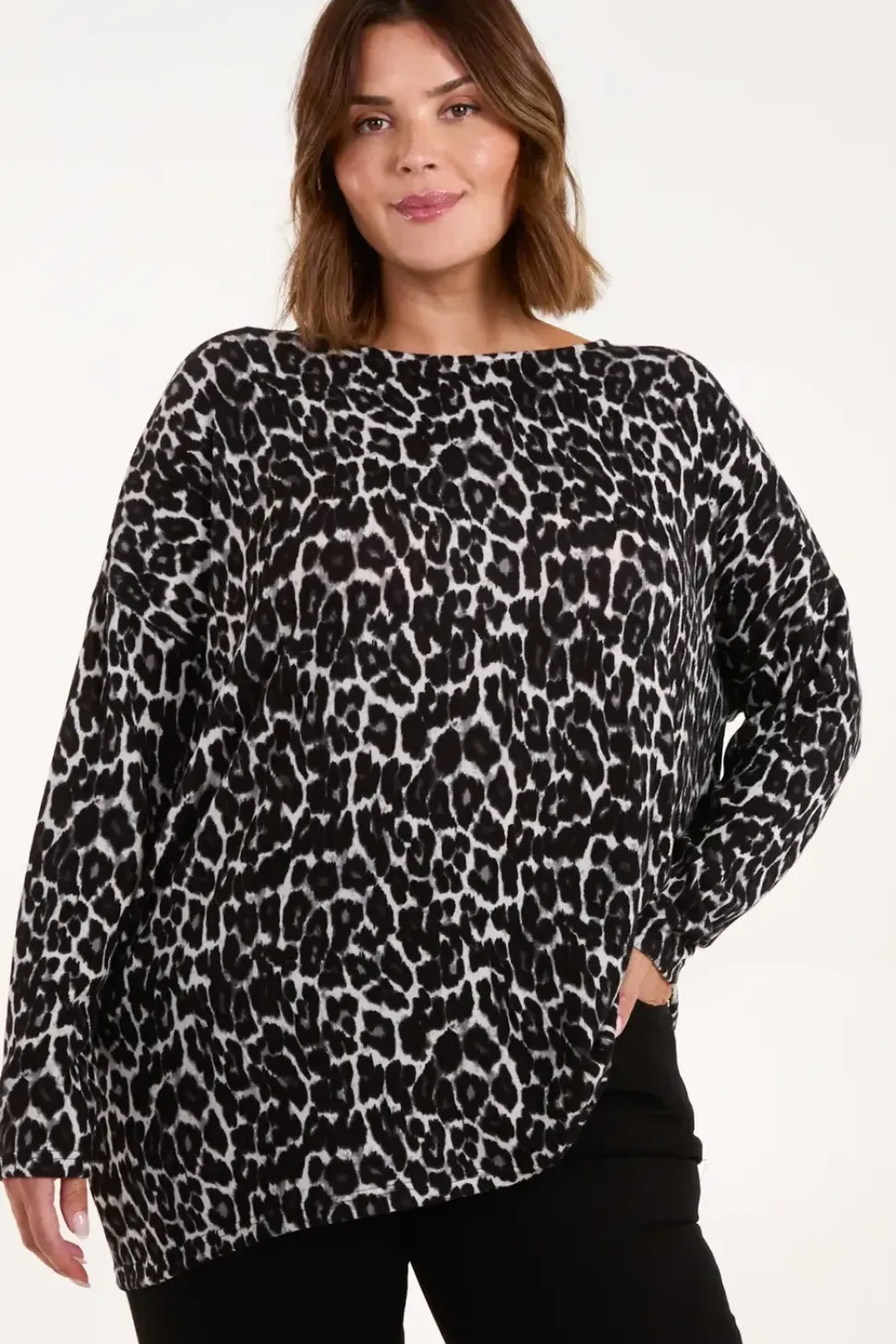 Curve Leopard Tie Back Cut And Sew Top