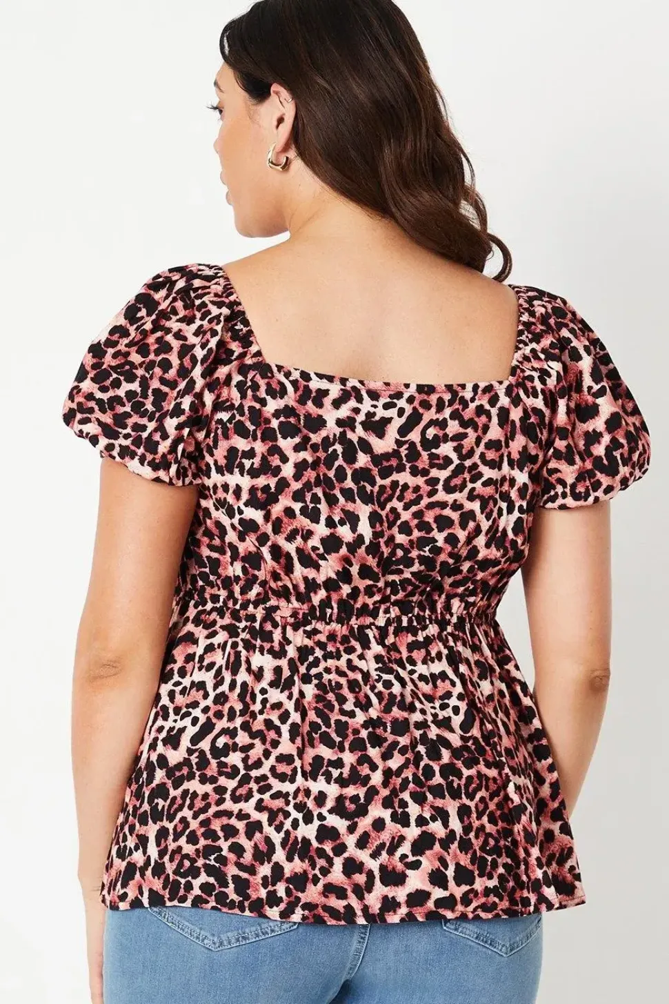 Curve Leopard Tie Front Top