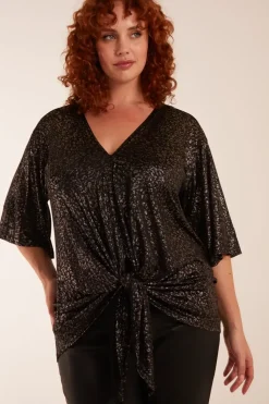 Curve Leopard V Neck Tie Front Top