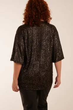 Curve Leopard V Neck Tie Front Top