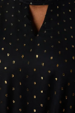 Curve Metallic Spot High Neck Shift Dress