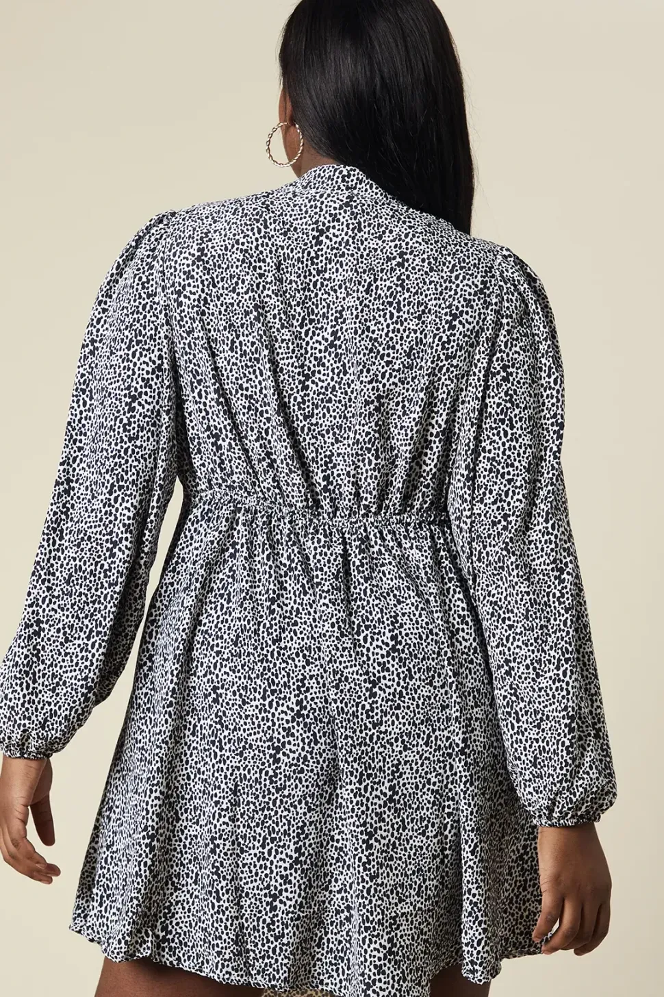 Curve Micro Animal Keyhole Long Sleeve Mini Dress