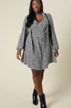 Curve Micro Animal Keyhole Long Sleeve Mini Dress