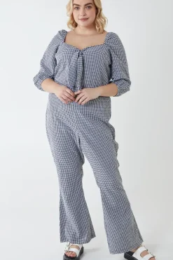 Curve Milkmaid Gingham Jumpsuit