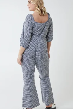 Curve Milkmaid Gingham Jumpsuit