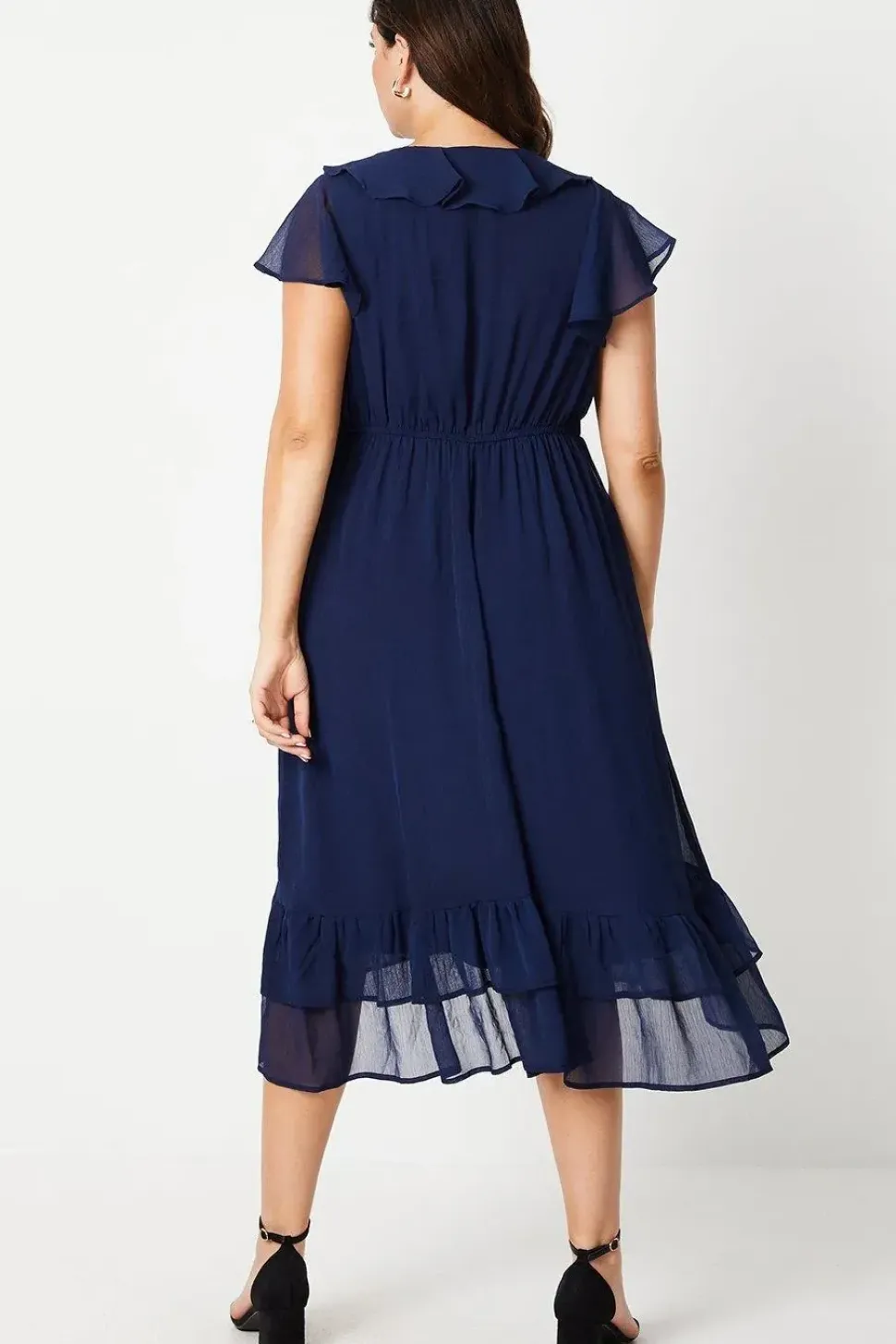 Curve Navy Wrap Midi Dress