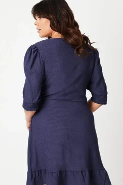 Curve Navy Wrap Mini Dress