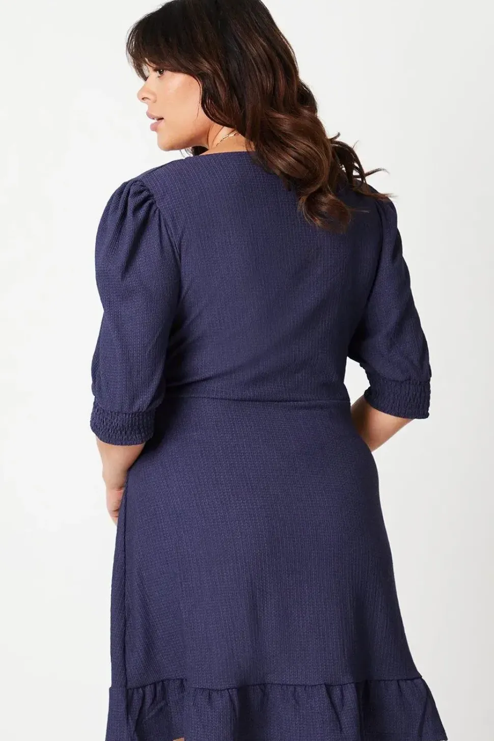 Curve Navy Wrap Mini Dress