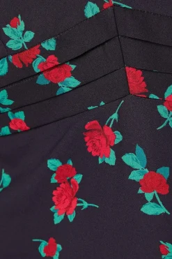 Curve Pleat Waist Midi Dress Floral Print