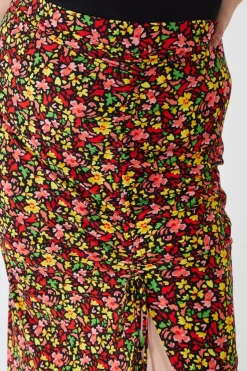 Curve Plus Size Ruched Front Midi Skirt