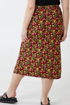 Curve Plus Size Ruched Front Midi Skirt