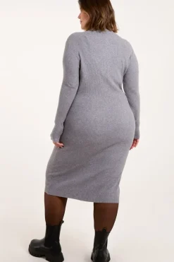 Curve Ribbed Roll Neck Midi Dress