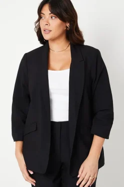 Curve Ruched Sleeve Blazer