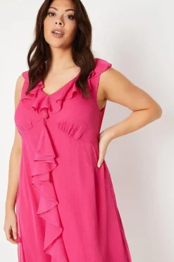Curve Ruffle Detail Midi Dress