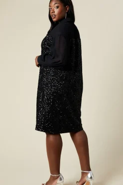 CURVE SEQUIN SHIRT DRESS