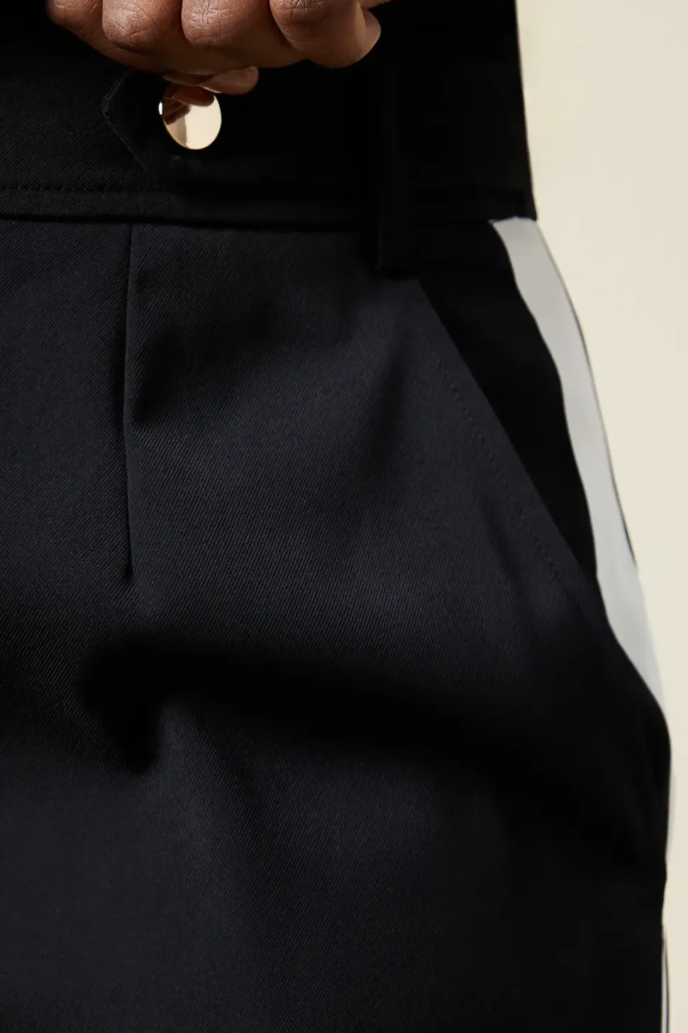 Curve Side Stripe Elasticated Wide Leg Trousers
