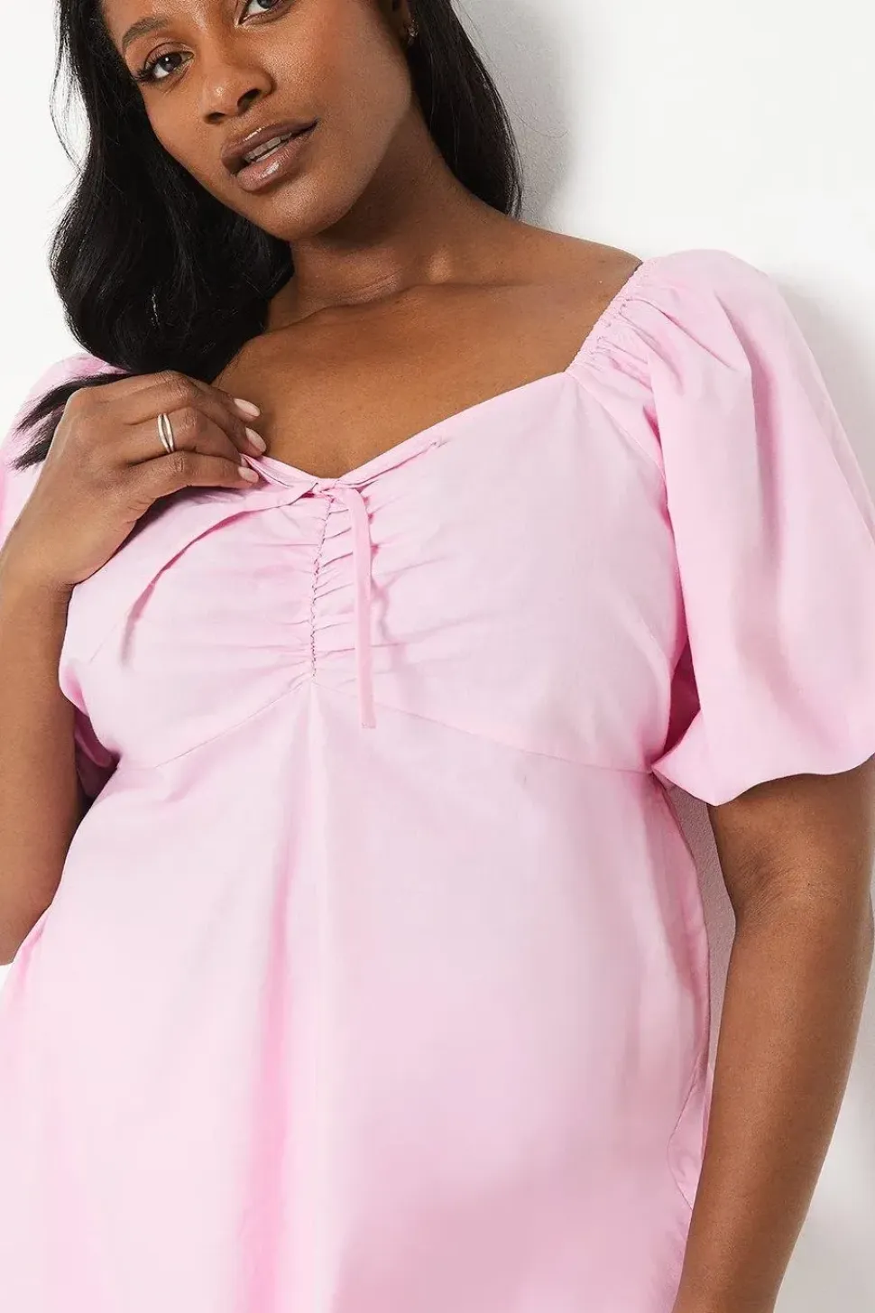 Curve Tie Front Square Neck Top