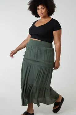 Curve Tiered Shirred Maxi Skirt