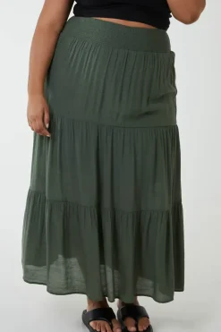 Curve Tiered Shirred Maxi Skirt