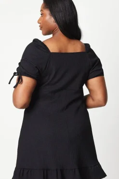 Curve Tie Sleeve Mini Dress