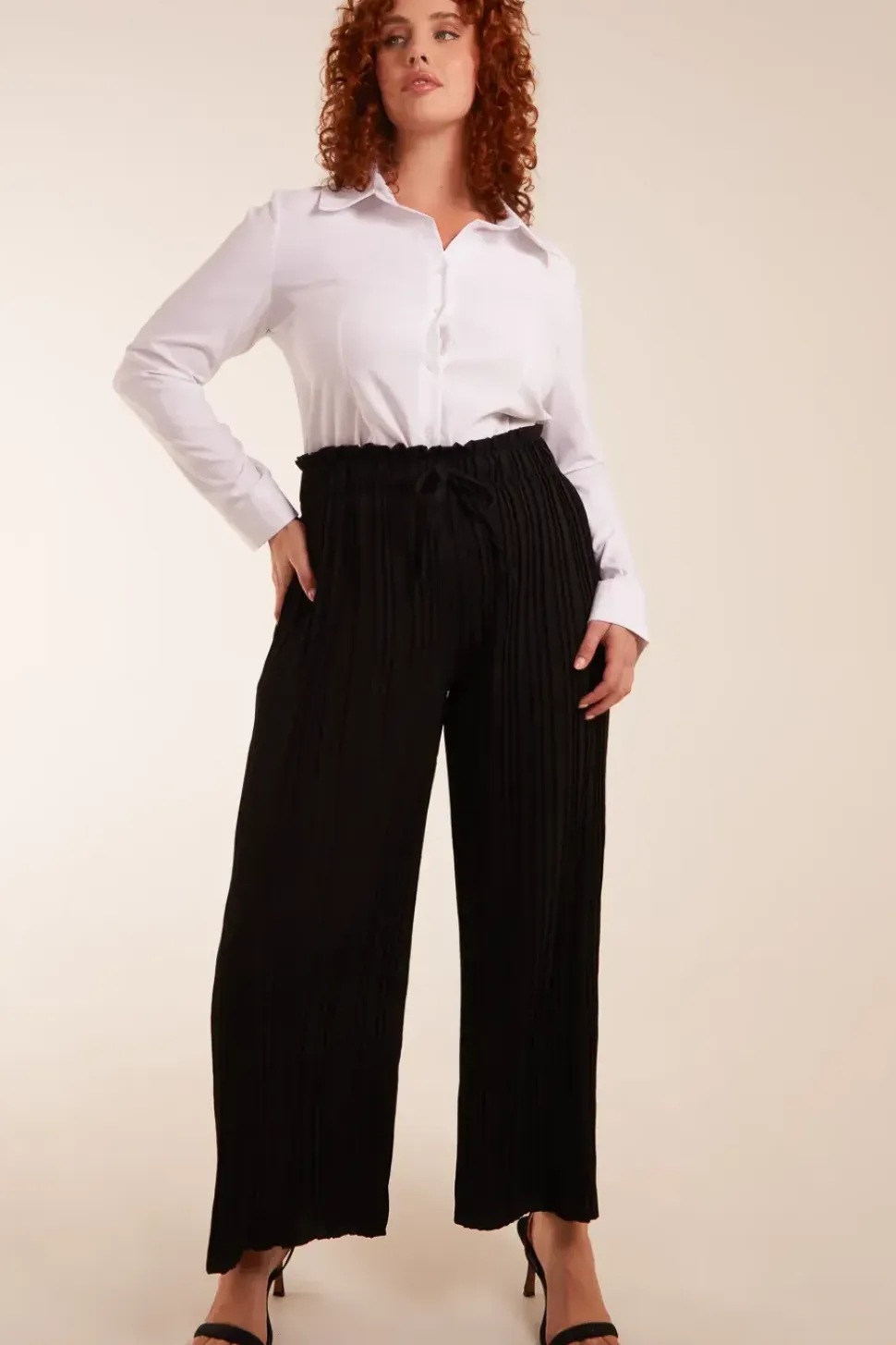 Curve Wide Leg Pleated Trousers