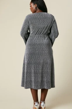 Curve Wrap Midi Dress Shimmer