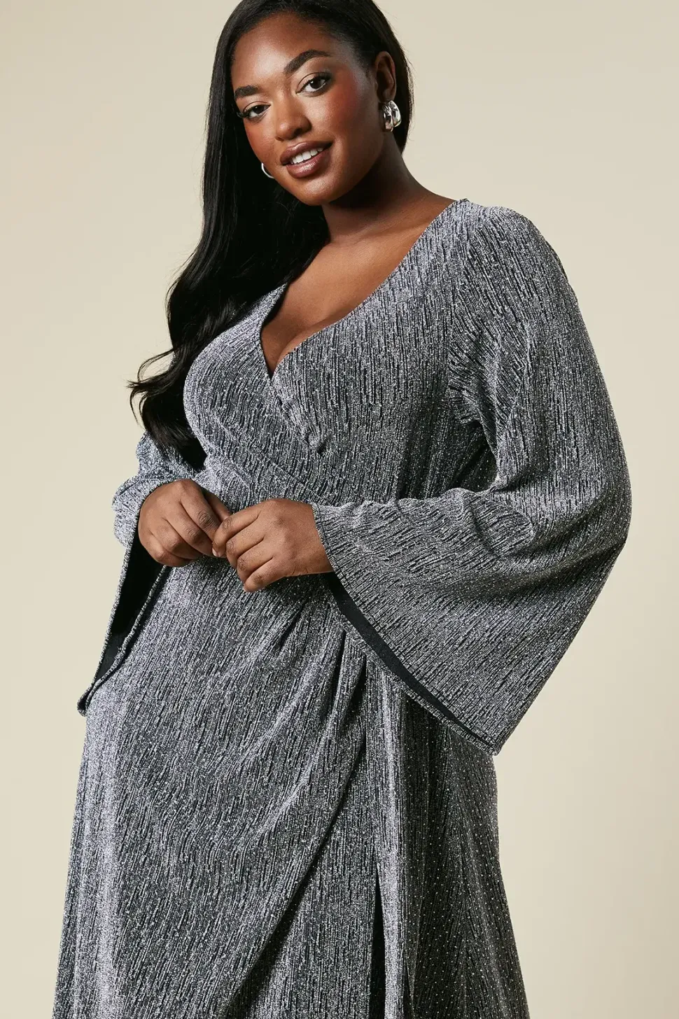 Curve Wrap Midi Dress Shimmer