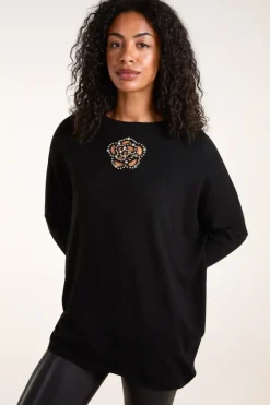 Cut out Flower Pearl Details Jumper