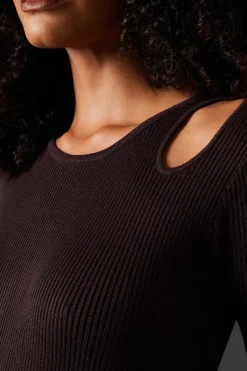 Cut Out Shoulder Slouchy Knitted Midaxi Dress