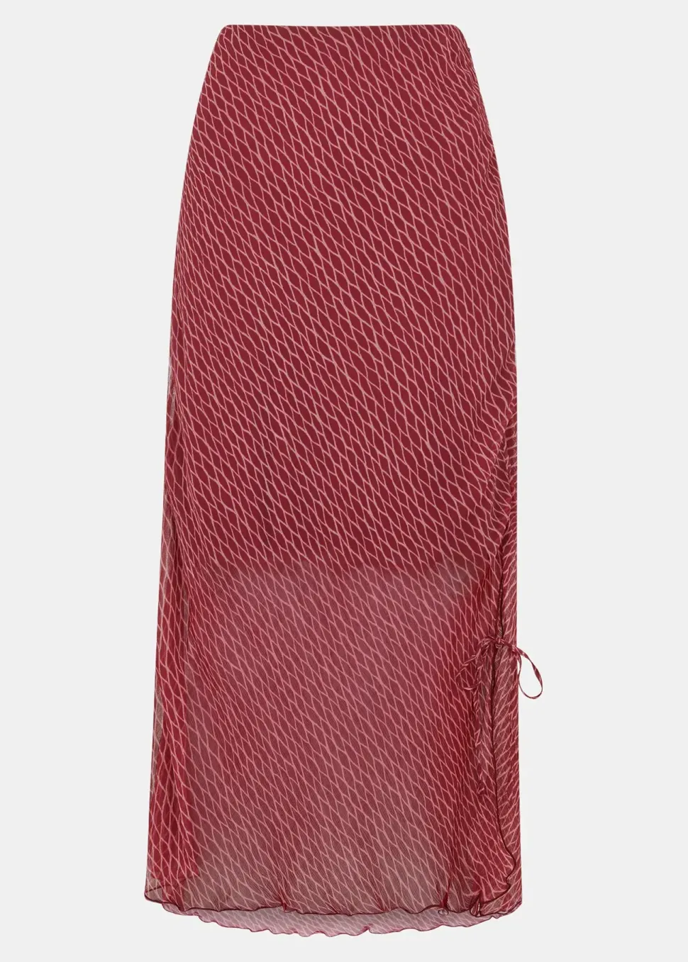 Dainty Net Tie Detail Midi Skirt-