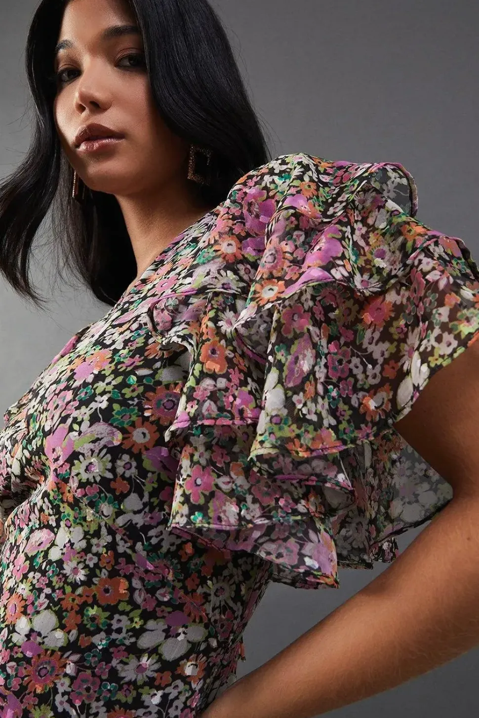 Daisy Floral Print Chiffon Maxi Dress