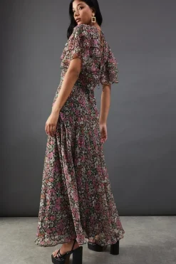 Daisy Floral Print Chiffon Maxi Dress