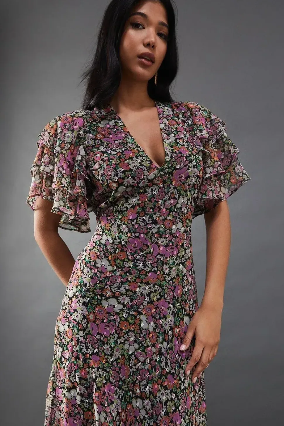 Daisy Floral Print Chiffon Maxi Dress