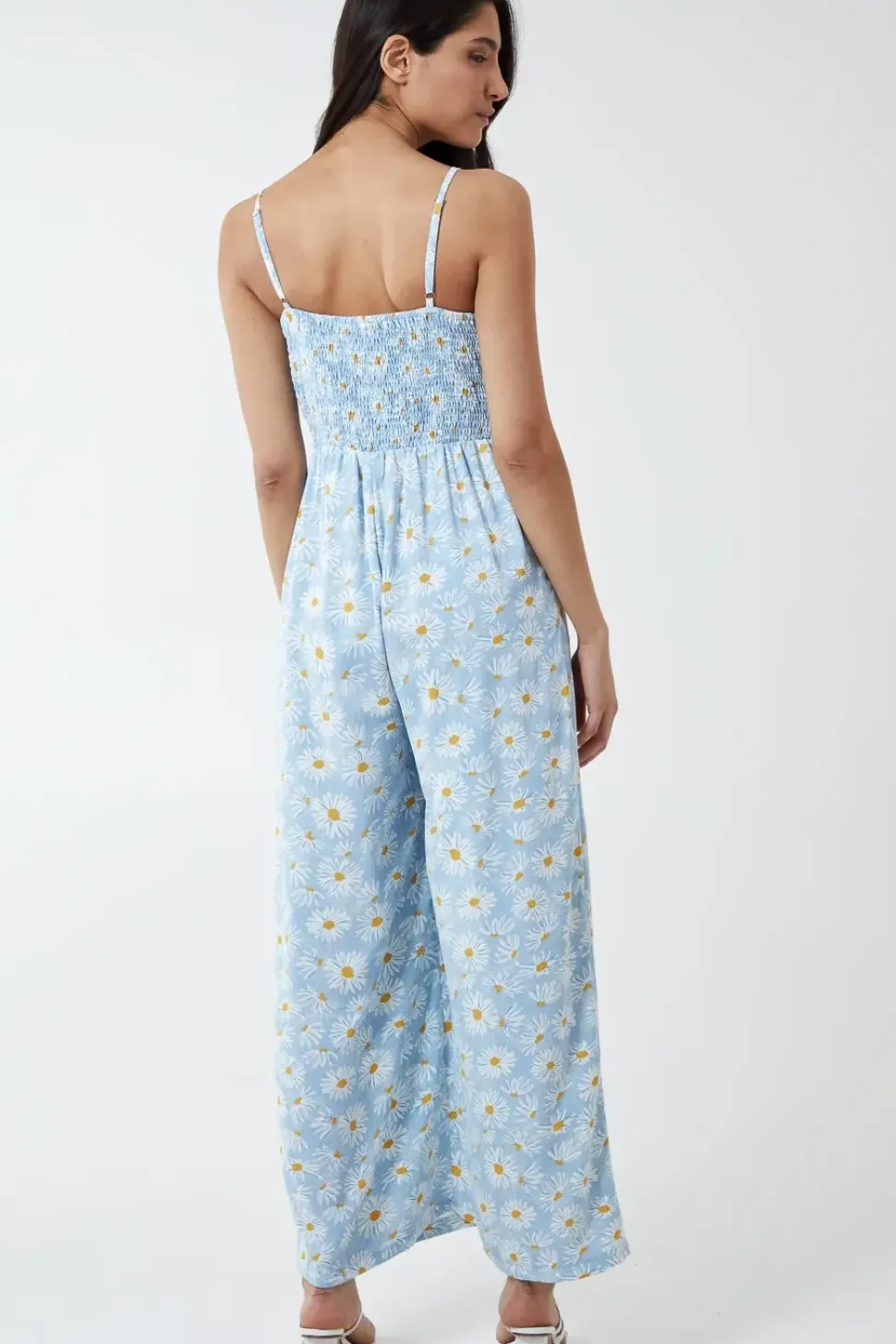 Daisy Print Tie Front Jumpsuit