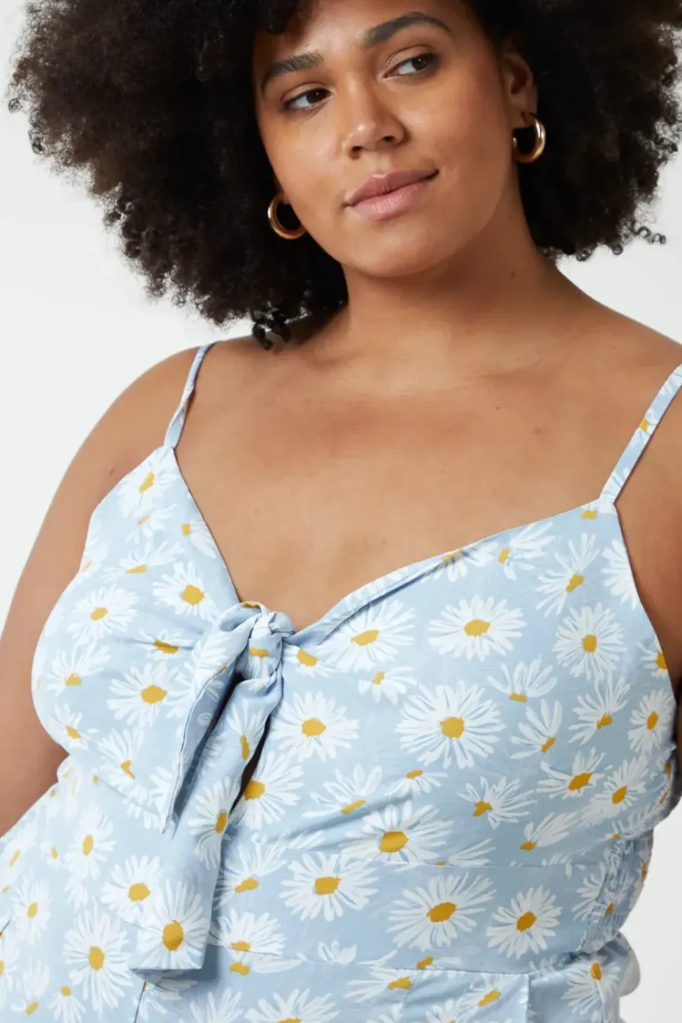 Daisy Print Tie Front Jumpsuit