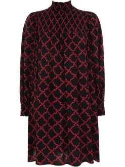 Daisy Trellis Smocked Dress-Geometric