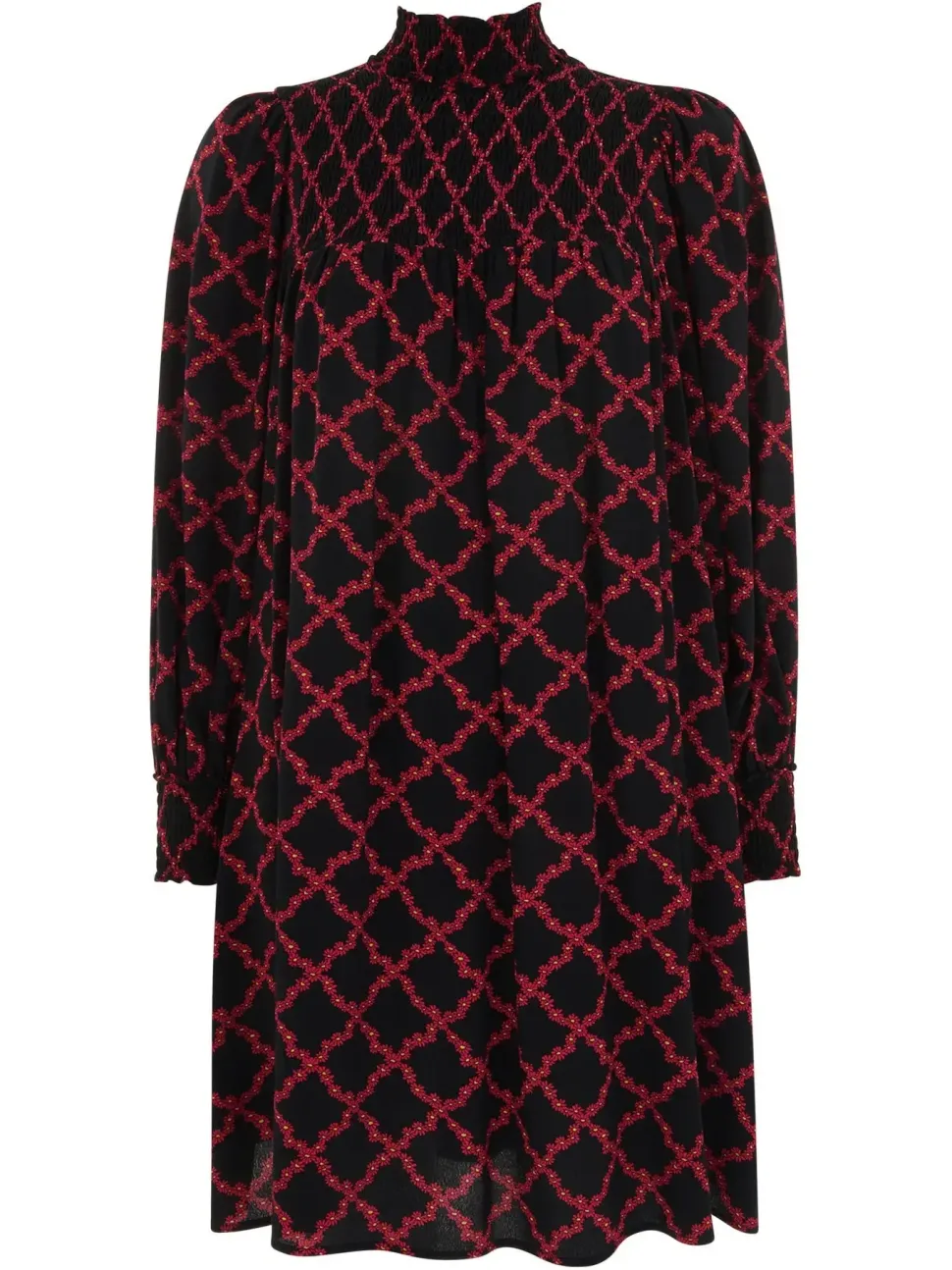 Daisy Trellis Smocked Dress-Geometric