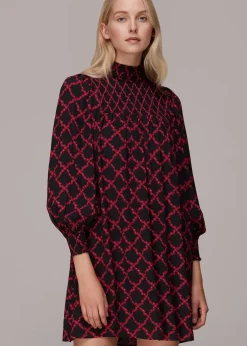 Daisy Trellis Smocked Dress-Geometric