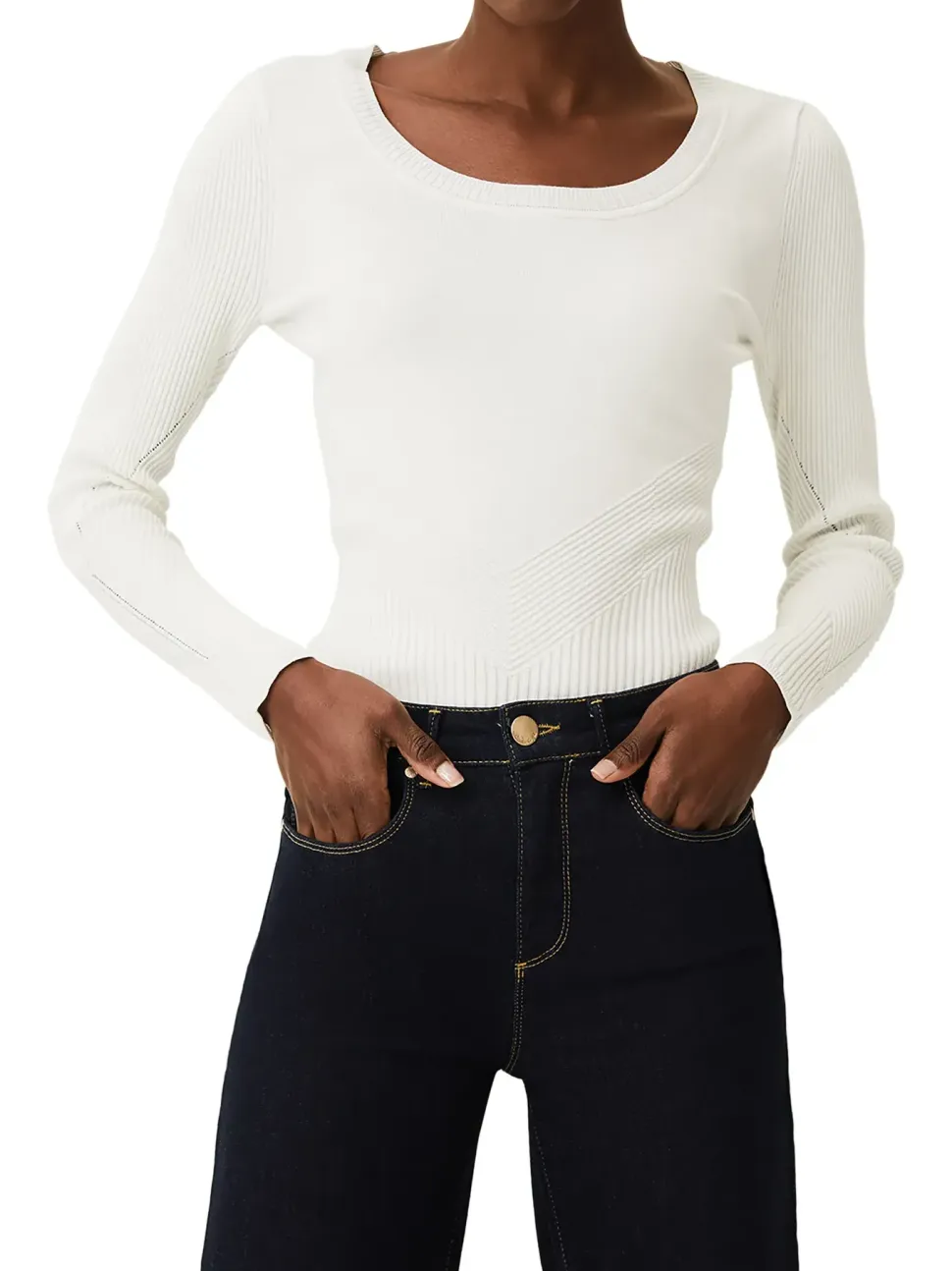 Dalma Chevron Fitted Knit Top-