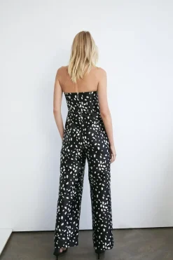Dalmatian Print Satin Twill Bandeau Jumpsuit