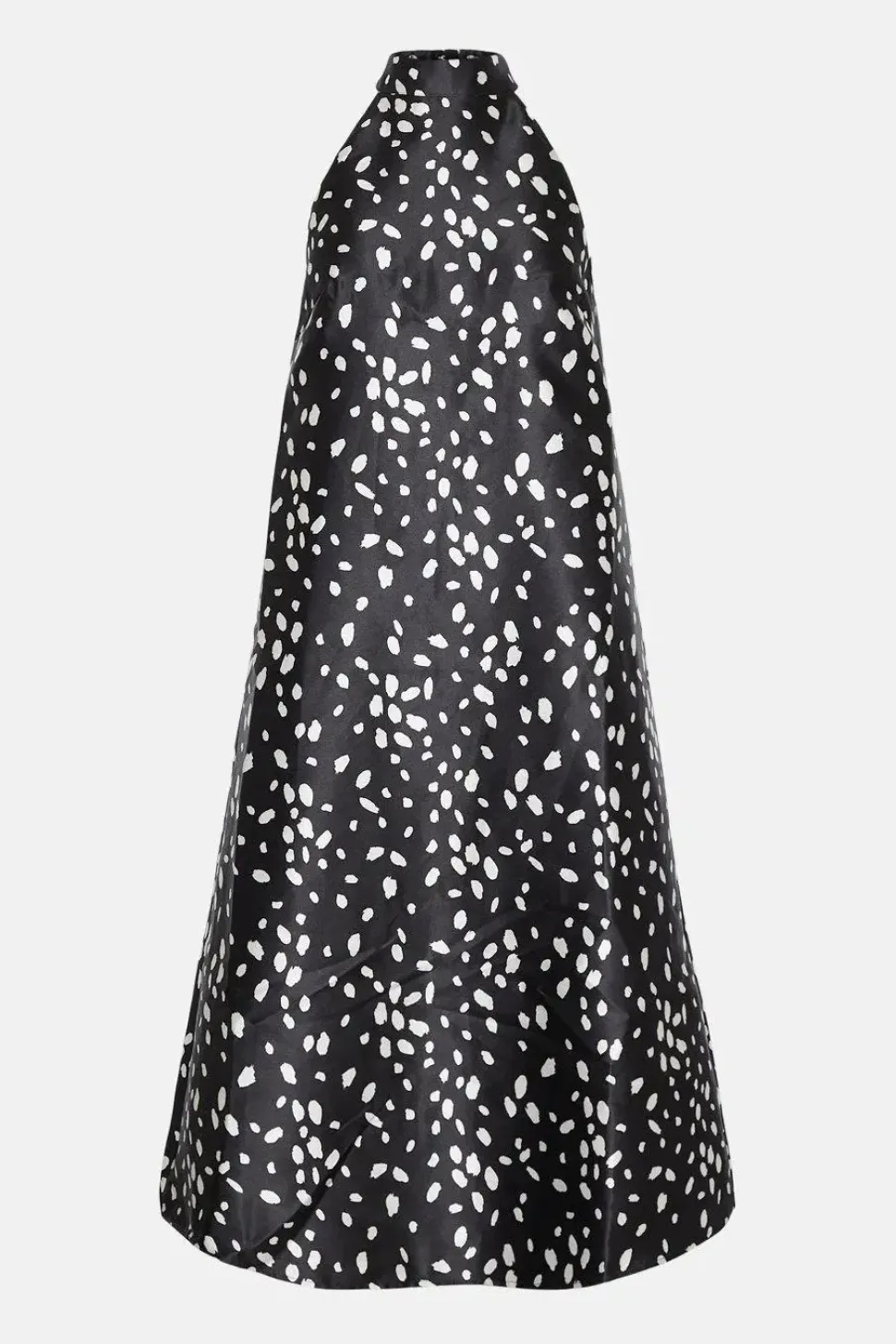Dalmatian Print Satin Twill Bow Back A Line Midi Dress